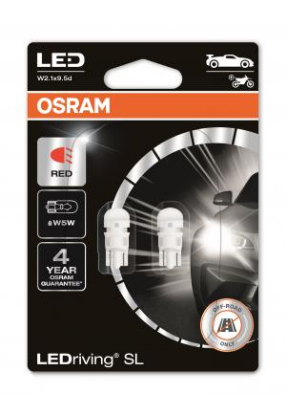 Afbeeldingen van OSRAM 0,6W W5W W2,1X9,5D LED RED