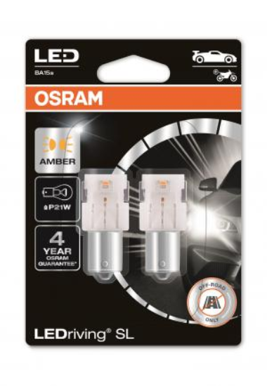 Afbeeldingen van OSRAM 12V 1,3W P21W BA15S LED AMBER