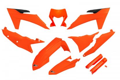 Afbeeldingen van UFO FULL KIT KTM NEON ORANGE WITH HEADLIGHT - EXC / EXCF 2024