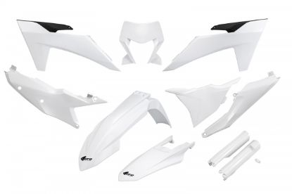 Afbeeldingen van UFO FULL KIT KTM WHITE WITH HEADLIGHT - EXC / EXCF 2024