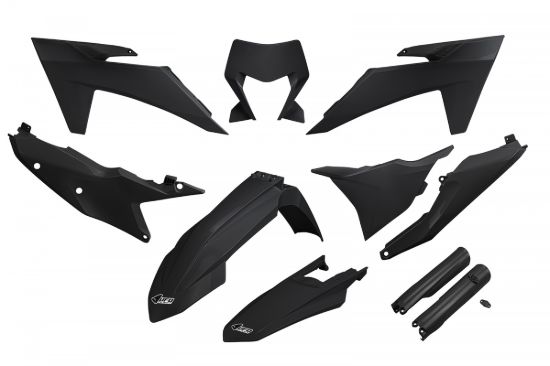 Afbeeldingen van UFO FULL KIT KTM BLACK WITH HEADLIGHT - EXC / EXCF 2024