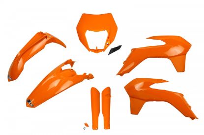 Afbeeldingen van UFO FULL KIT KTM ORANGE WITH HEADLIGHT - EXC / EXC-F 2014-2016