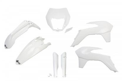 Afbeeldingen van UFO FULL KIT KTM WHITE WITH HEADLIGHT - EXC / EXC-F 2014-2016