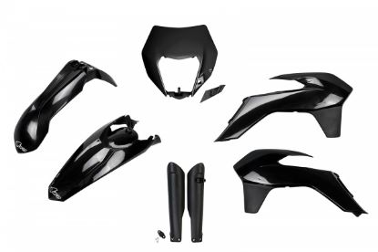 Afbeeldingen van UFO FULL KIT KTM BLACK WITH HEADLIGHT - EXC / EXC-F 2014-2016