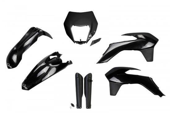 Afbeeldingen van UFO FULL KIT KTM BLACK WITH HEADLIGHT - EXC / EXC-F 2014-2016