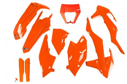 Afbeeldingen van UFO FULL KIT KTM NEON ORANGE WITH HEADLIGHT - EXC / EXC-F 2017-2019