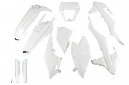 Afbeeldingen van UFO FULL KIT KTM WHITE WITH HEADLIGHT - EXC / EXC-F 2017-2019