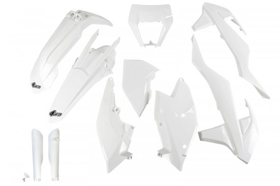 Afbeeldingen van UFO FULL KIT KTM WHITE WITH HEADLIGHT - EXC / EXC-F 2017-2019