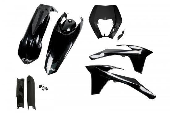 Picture of UFO FULL KIT KTM BLACK WITH HEADLIGHT - EXC / EXC-F 2012-2013