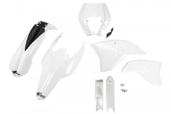 Picture of UFO FULL KIT KTM WHITE WITH HEADLIGHT - EXC / EXC-F 2009-2011