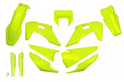 Picture of UFO FULL KIT HUSQVARNA NEON YELLOW WITH HEADLIGHT - TE / FE 2020-2022