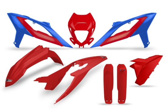 Afbeeldingen van UFO FULL KIT BETA RED-BLUE WITH HEADLIGHT - RR 125 /RR 250/RR 300/RR 350/RR 400 2023-2024